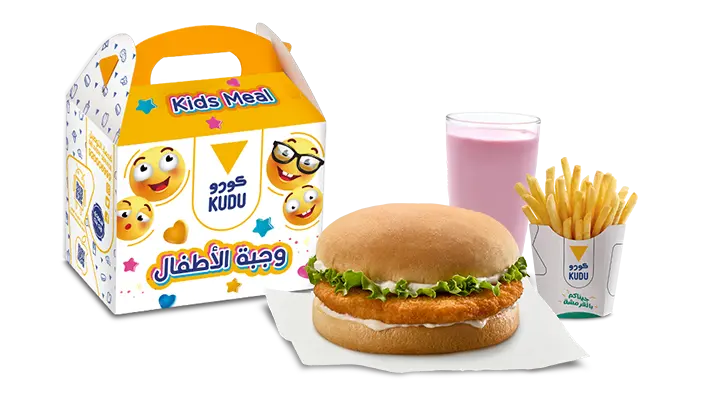 Kudu Grilled Chicken Sandwich with lettuce, tomato, mayo, and soya sauce on fresh bread, served with fries.